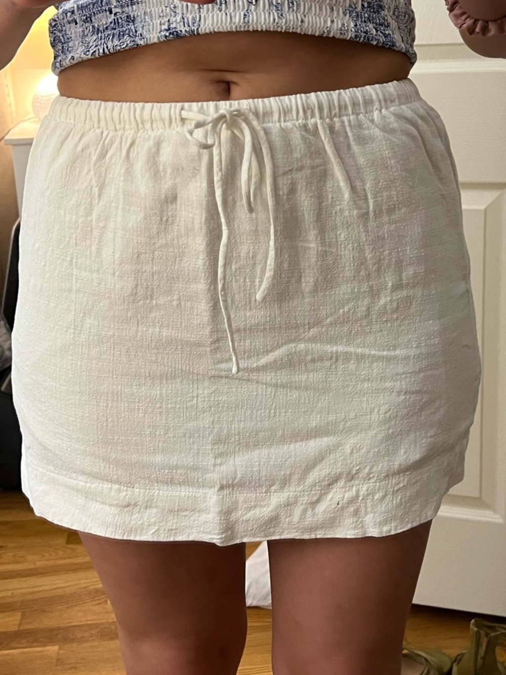 Princess Polly Cream Linen Drawstring Mini Skirt